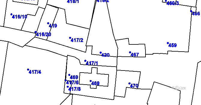 Parcela st. 420 v KÚ Velká Chuchle, Katastrální mapa