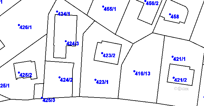 Parcela st. 423/2 v KÚ Velká Chuchle, Katastrální mapa