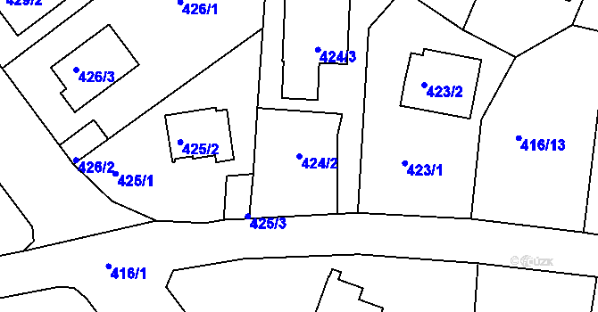 Parcela st. 424/2 v KÚ Velká Chuchle, Katastrální mapa