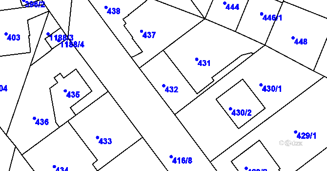 Parcela st. 432 v KÚ Velká Chuchle, Katastrální mapa