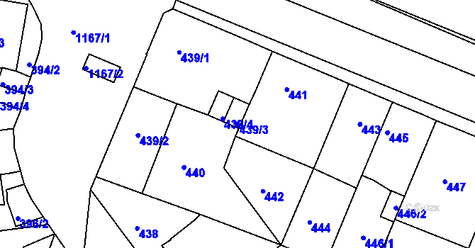 Parcela st. 439/3 v KÚ Velká Chuchle, Katastrální mapa