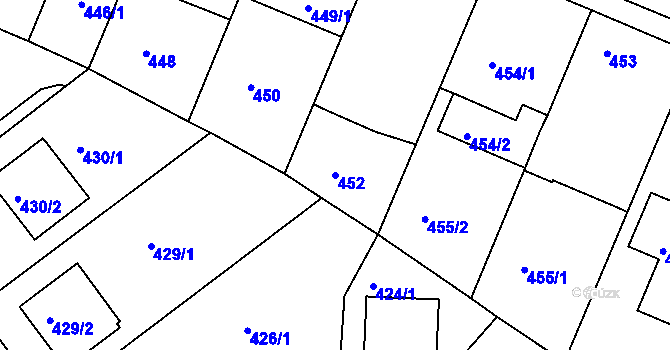 Parcela st. 452 v KÚ Velká Chuchle, Katastrální mapa