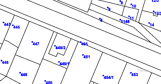 Parcela st. 465 v KÚ Velká Chuchle, Katastrální mapa