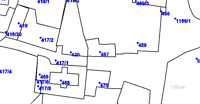 Parcela st. 467 v KÚ Velká Chuchle, Katastrální mapa