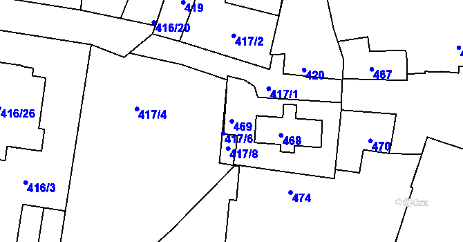 Parcela st. 469 v KÚ Velká Chuchle, Katastrální mapa