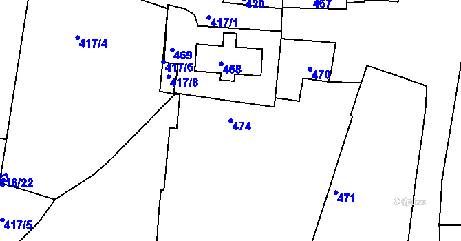 Parcela st. 474 v KÚ Velká Chuchle, Katastrální mapa