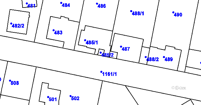 Parcela st. 485/2 v KÚ Velká Chuchle, Katastrální mapa
