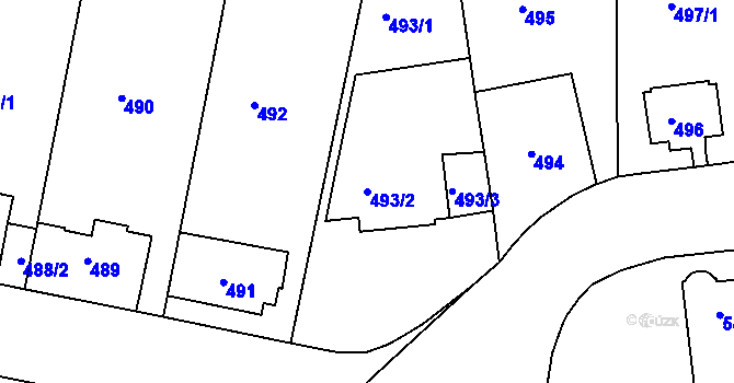 Parcela st. 493/2 v KÚ Velká Chuchle, Katastrální mapa