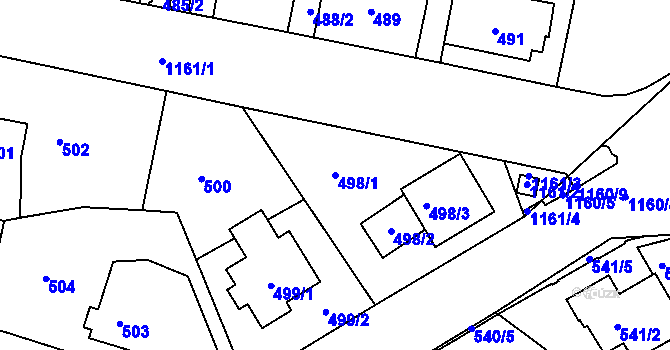 Parcela st. 498/1 v KÚ Velká Chuchle, Katastrální mapa