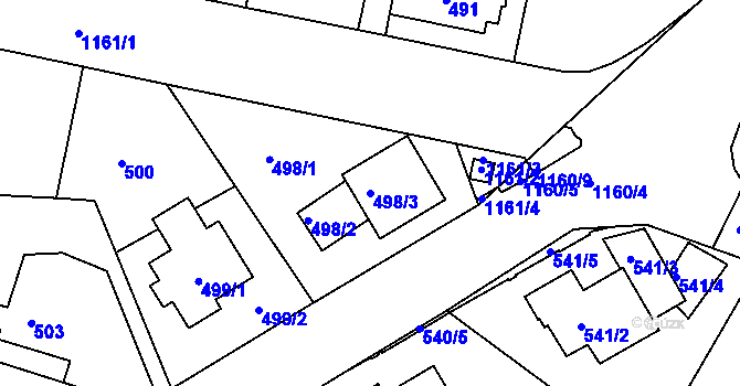 Parcela st. 498/3 v KÚ Velká Chuchle, Katastrální mapa