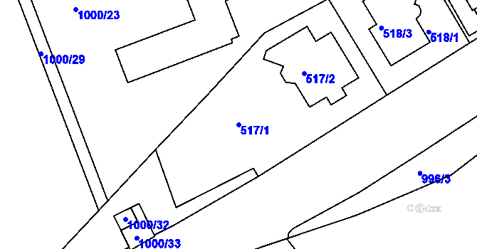 Parcela st. 517/1 v KÚ Velká Chuchle, Katastrální mapa