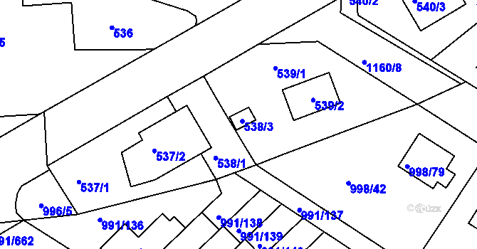 Parcela st. 538/2 v KÚ Velká Chuchle, Katastrální mapa