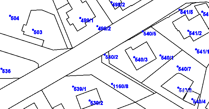 Parcela st. 540/2 v KÚ Velká Chuchle, Katastrální mapa