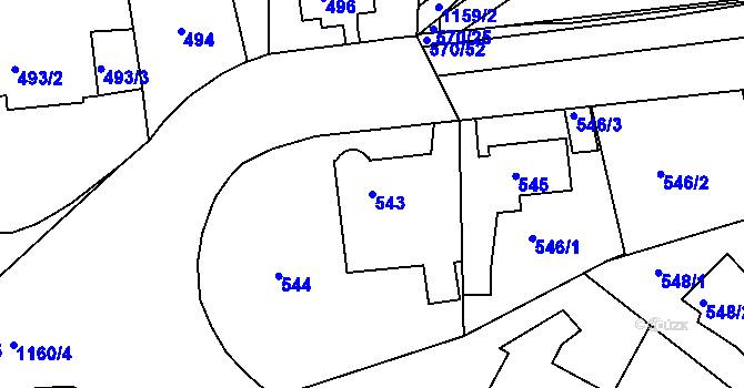 Parcela st. 543 v KÚ Velká Chuchle, Katastrální mapa