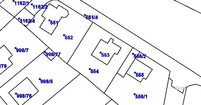 Parcela st. 553 v KÚ Velká Chuchle, Katastrální mapa