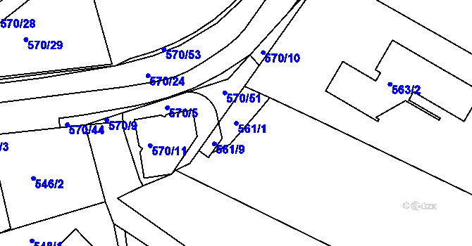 Parcela st. 561/1 v KÚ Velká Chuchle, Katastrální mapa