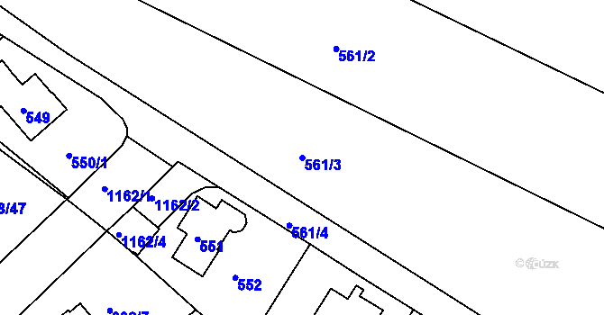 Parcela st. 561/3 v KÚ Velká Chuchle, Katastrální mapa