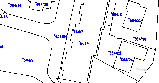 Parcela st. 564/4 v KÚ Velká Chuchle, Katastrální mapa