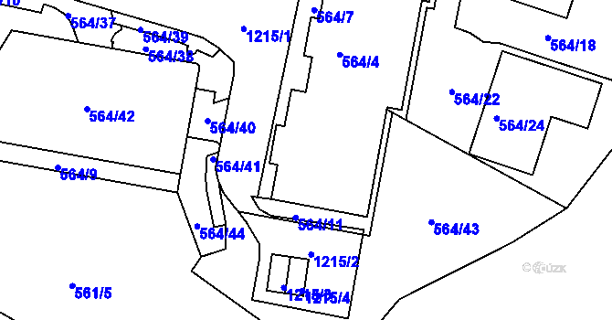 Parcela st. 564/5 v KÚ Velká Chuchle, Katastrální mapa