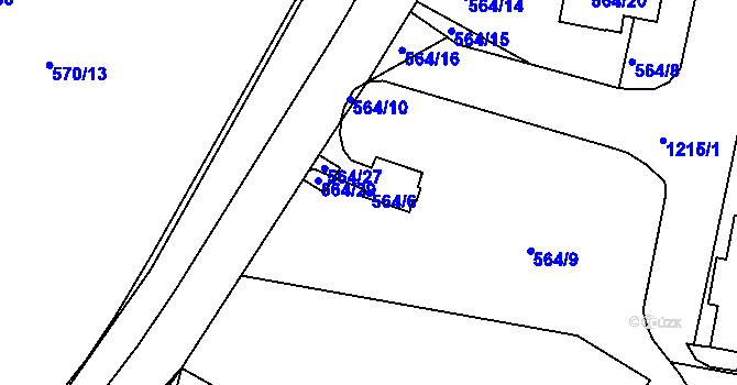 Parcela st. 564/6 v KÚ Velká Chuchle, Katastrální mapa