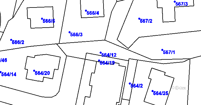 Parcela st. 564/12 v KÚ Velká Chuchle, Katastrální mapa