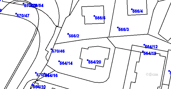 Parcela st. 564/13 v KÚ Velká Chuchle, Katastrální mapa