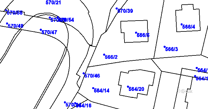 Parcela st. 566/2 v KÚ Velká Chuchle, Katastrální mapa