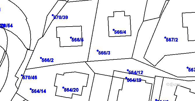 Parcela st. 566/3 v KÚ Velká Chuchle, Katastrální mapa