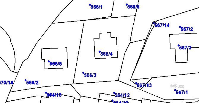 Parcela st. 566/4 v KÚ Velká Chuchle, Katastrální mapa