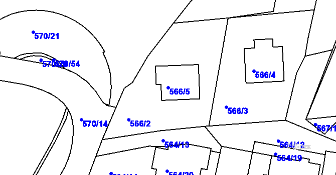 Parcela st. 566/5 v KÚ Velká Chuchle, Katastrální mapa
