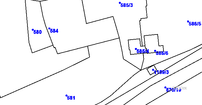 Parcela st. 583 v KÚ Velká Chuchle, Katastrální mapa