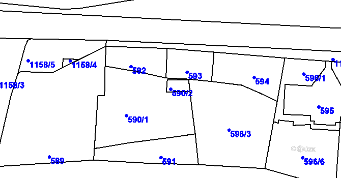 Parcela st. 590/2 v KÚ Velká Chuchle, Katastrální mapa