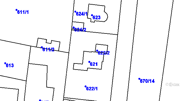 Parcela st. 622/2 v KÚ Velká Chuchle, Katastrální mapa