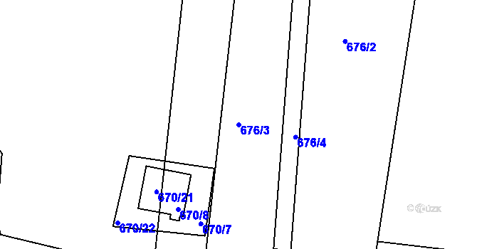 Parcela st. 676/3 v KÚ Velká Chuchle, Katastrální mapa