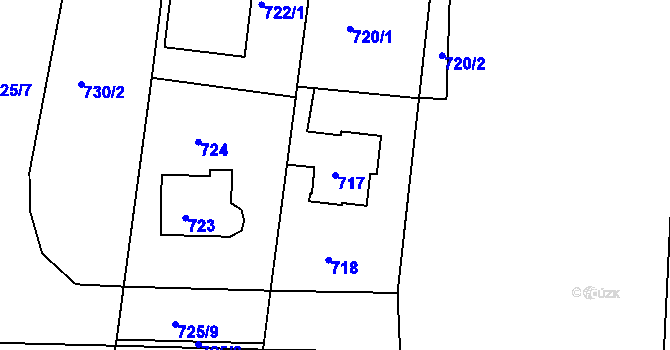 Parcela st. 717 v KÚ Velká Chuchle, Katastrální mapa