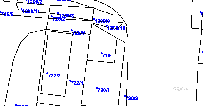 Parcela st. 719 v KÚ Velká Chuchle, Katastrální mapa