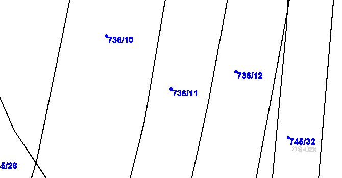 Parcela st. 736/11 v KÚ Velká Chuchle, Katastrální mapa