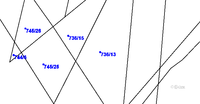 Parcela st. 736/13 v KÚ Velká Chuchle, Katastrální mapa