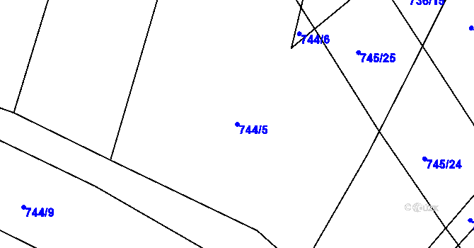 Parcela st. 744/5 v KÚ Velká Chuchle, Katastrální mapa