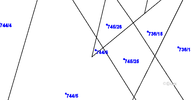 Parcela st. 744/6 v KÚ Velká Chuchle, Katastrální mapa