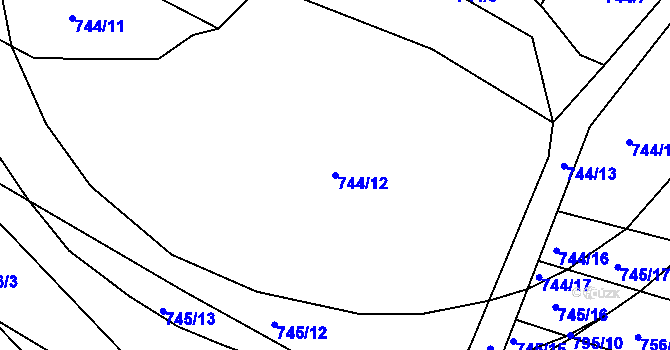 Parcela st. 744/12 v KÚ Velká Chuchle, Katastrální mapa