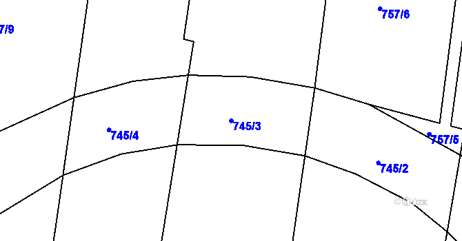 Parcela st. 745/3 v KÚ Velká Chuchle, Katastrální mapa
