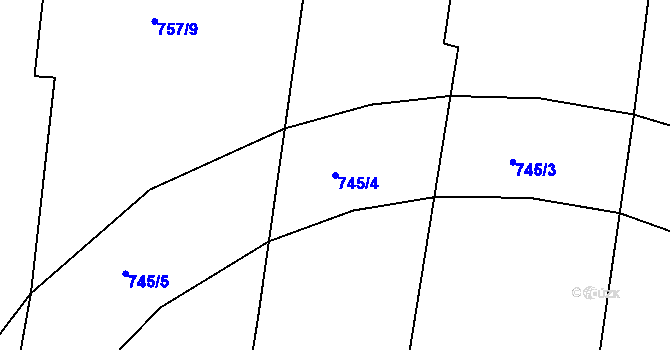 Parcela st. 745/4 v KÚ Velká Chuchle, Katastrální mapa