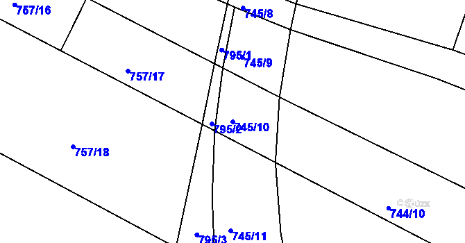 Parcela st. 745/10 v KÚ Velká Chuchle, Katastrální mapa