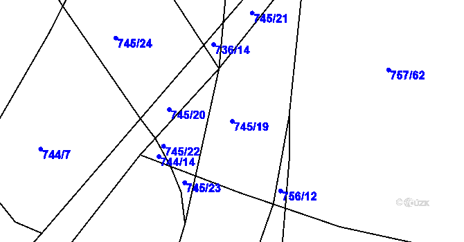 Parcela st. 745/19 v KÚ Velká Chuchle, Katastrální mapa