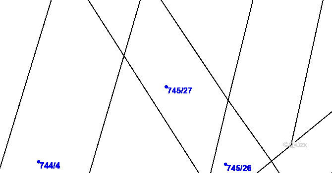 Parcela st. 745/27 v KÚ Velká Chuchle, Katastrální mapa