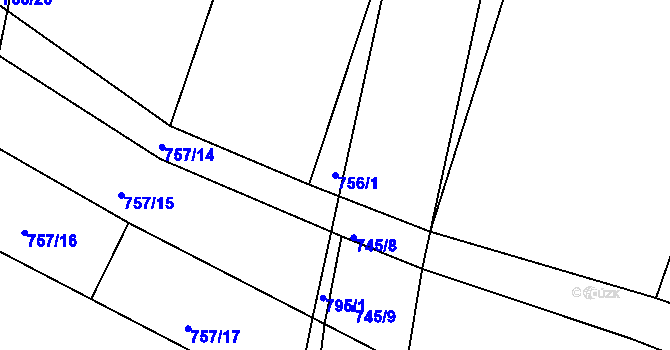 Parcela st. 756/1 v KÚ Velká Chuchle, Katastrální mapa