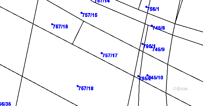Parcela st. 757/17 v KÚ Velká Chuchle, Katastrální mapa