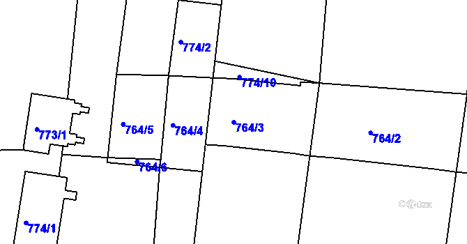 Parcela st. 764/3 v KÚ Velká Chuchle, Katastrální mapa