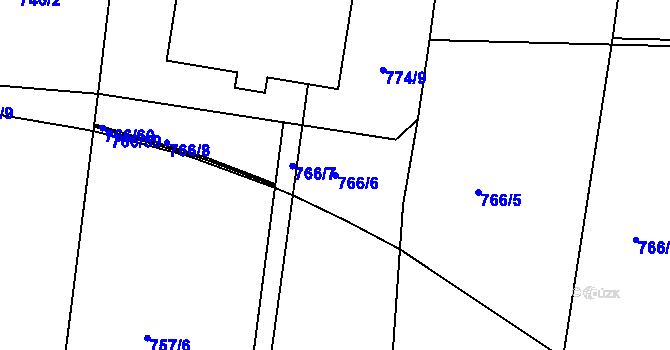 Parcela st. 766/6 v KÚ Velká Chuchle, Katastrální mapa